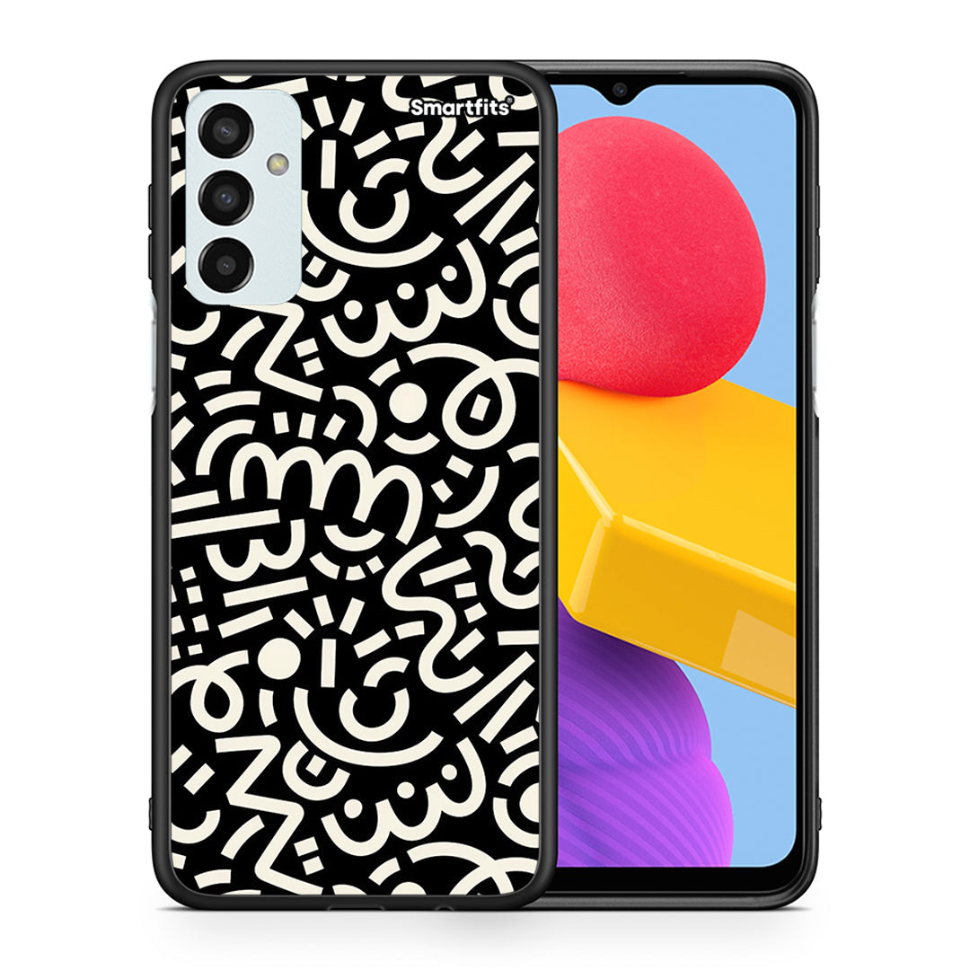 Θήκη Samsung M13 Doodle Art από τη Smartfits με σχέδιο στο πίσω μέρος και μαύρο περίβλημα | Samsung M13 Doodle Art case with colorful back and black bezels