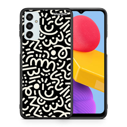 Θήκη Samsung M13 Doodle Art από τη Smartfits με σχέδιο στο πίσω μέρος και μαύρο περίβλημα | Samsung M13 Doodle Art case with colorful back and black bezels