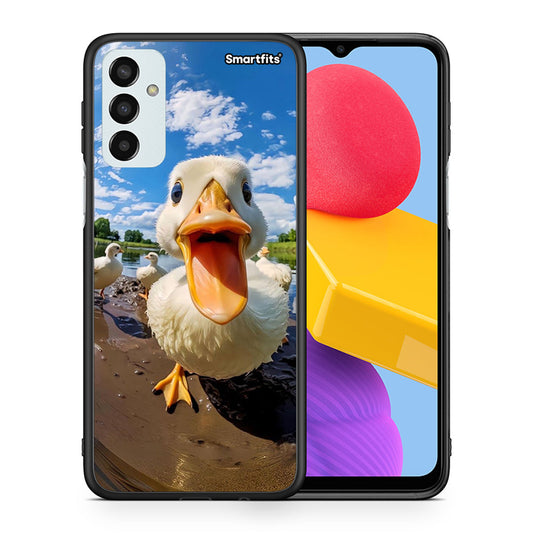 Θήκη Samsung M13 Duck Face από τη Smartfits με σχέδιο στο πίσω μέρος και μαύρο περίβλημα | Samsung M13 Duck Face case with colorful back and black bezels
