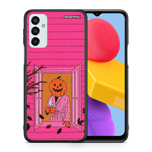Θήκη Samsung M13 Halloween Pumpkin Lady από τη Smartfits με σχέδιο στο πίσω μέρος και μαύρο περίβλημα | Samsung M13 Halloween Pumpkin Lady case with colorful back and black bezels