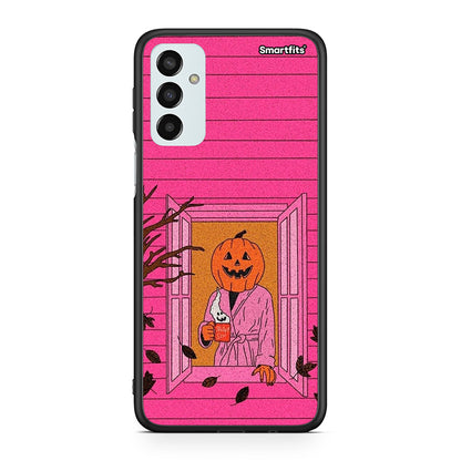 Samsung M13 Halloween Pumpkin Lady θήκη από τη Smartfits με σχέδιο στο πίσω μέρος και μαύρο περίβλημα | Smartphone case with colorful back and black bezels by Smartfits