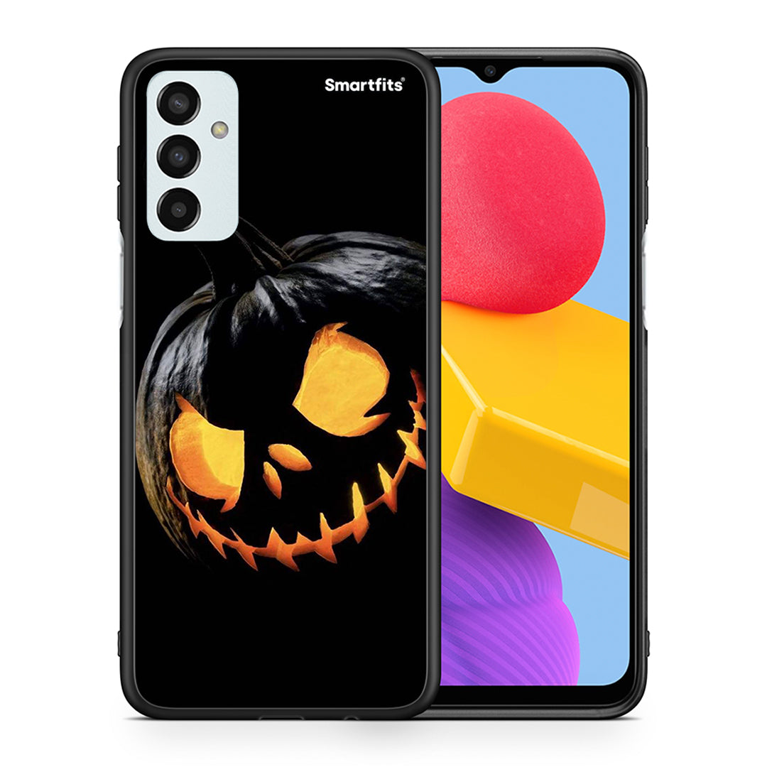 Θήκη Samsung M13 Halloween Scary Pumpkin από τη Smartfits με σχέδιο στο πίσω μέρος και μαύρο περίβλημα | Samsung M13 Halloween Scary Pumpkin case with colorful back and black bezels