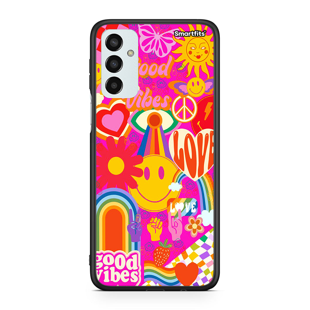 Samsung M13 Hippie Love θήκη από τη Smartfits με σχέδιο στο πίσω μέρος και μαύρο περίβλημα | Smartphone case with colorful back and black bezels by Smartfits