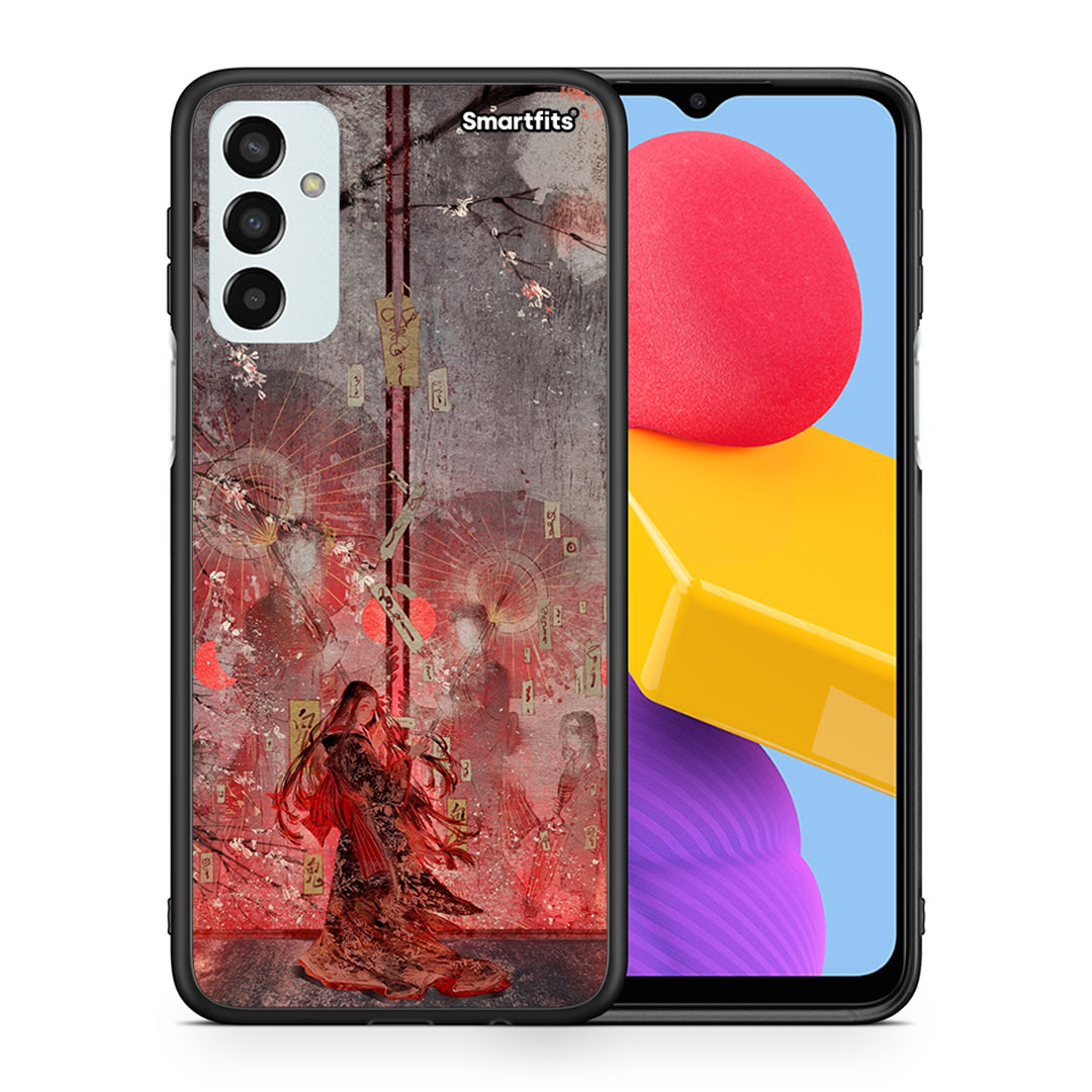 Θήκη Samsung M13 Nezuko Kamado από τη Smartfits με σχέδιο στο πίσω μέρος και μαύρο περίβλημα | Samsung M13 Nezuko Kamado case with colorful back and black bezels