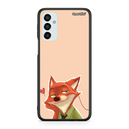 Samsung M13 Nick Wilde And Judy Hopps Love 1 θήκη από τη Smartfits με σχέδιο στο πίσω μέρος και μαύρο περίβλημα | Smartphone case with colorful back and black bezels by Smartfits