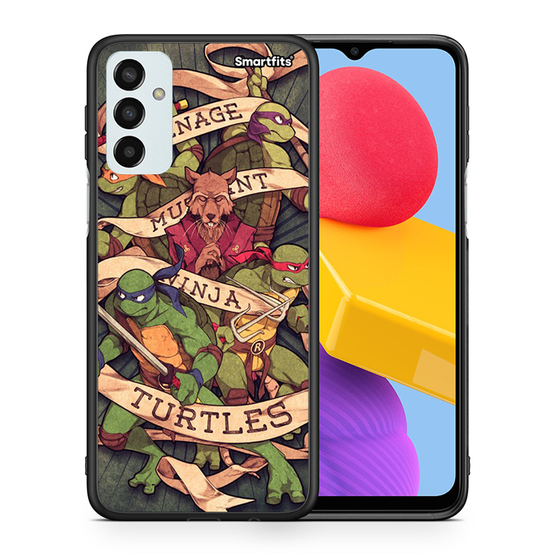 Θήκη Samsung M13 Ninja Turtles από τη Smartfits με σχέδιο στο πίσω μέρος και μαύρο περίβλημα | Samsung M13 Ninja Turtles case with colorful back and black bezels