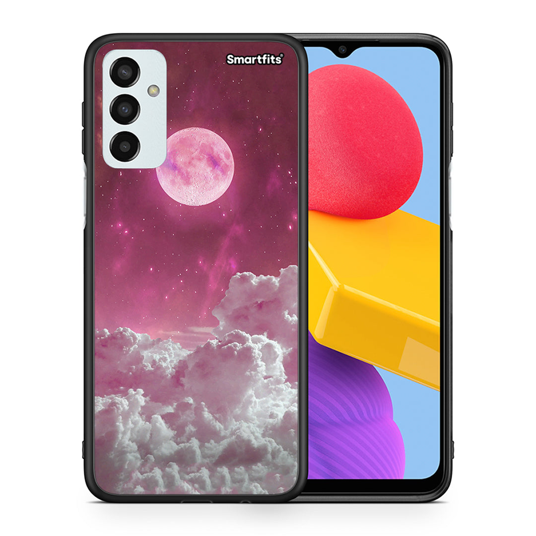 Θήκη Samsung M13 Pink Moon από τη Smartfits με σχέδιο στο πίσω μέρος και μαύρο περίβλημα | Samsung M13 Pink Moon case with colorful back and black bezels