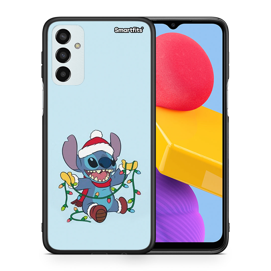 Θήκη Samsung M13 Santa Stich από τη Smartfits με σχέδιο στο πίσω μέρος και μαύρο περίβλημα | Samsung M13 Santa Stich case with colorful back and black bezels
