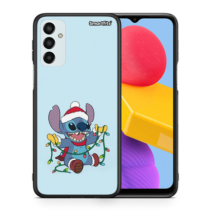 Θήκη Samsung M13 Santa Stich από τη Smartfits με σχέδιο στο πίσω μέρος και μαύρο περίβλημα | Samsung M13 Santa Stich case with colorful back and black bezels