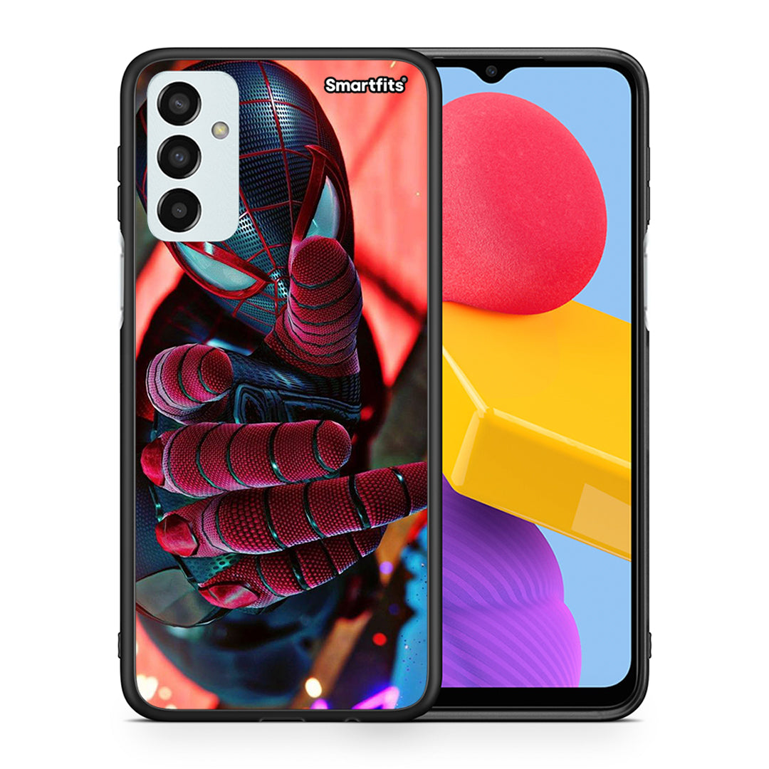 Θήκη Samsung M13 Spider Hand από τη Smartfits με σχέδιο στο πίσω μέρος και μαύρο περίβλημα | Samsung M13 Spider Hand case with colorful back and black bezels