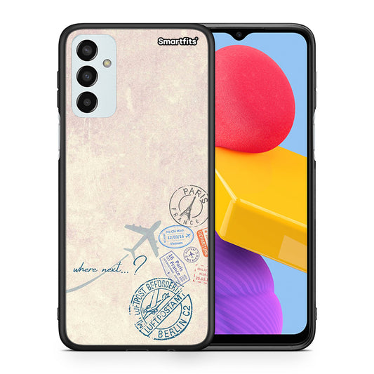 Θήκη Samsung M13 Where Next από τη Smartfits με σχέδιο στο πίσω μέρος και μαύρο περίβλημα | Samsung M13 Where Next case with colorful back and black bezels