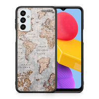 Thumbnail for Θήκη Samsung M13 World Map από τη Smartfits με σχέδιο στο πίσω μέρος και μαύρο περίβλημα | Samsung M13 World Map case with colorful back and black bezels