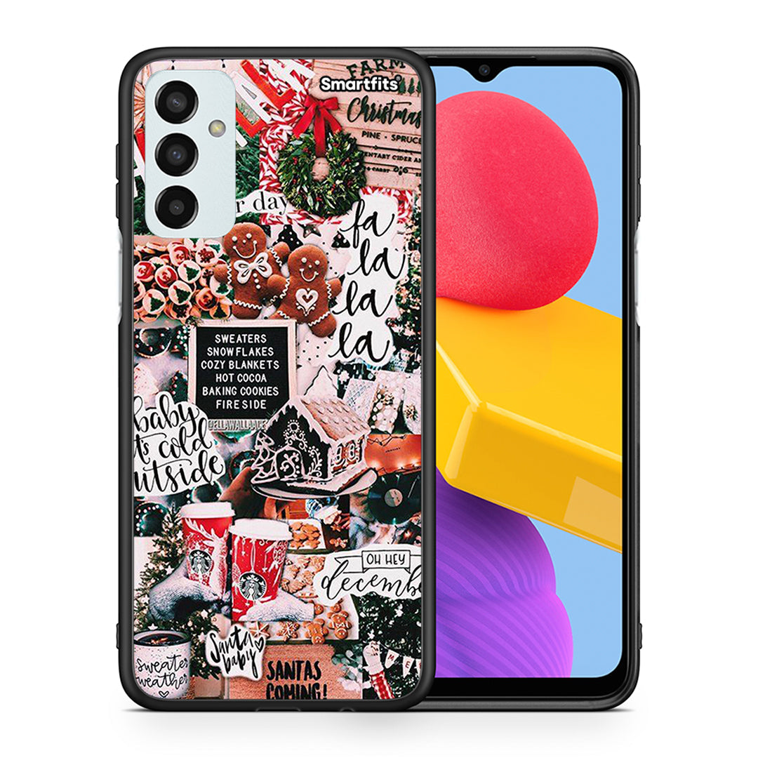 Θήκη Samsung M13 Xmas Habbits από τη Smartfits με σχέδιο στο πίσω μέρος και μαύρο περίβλημα | Samsung M13 Xmas Habbits case with colorful back and black bezels