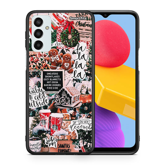 Θήκη Samsung M13 Xmas Habbits από τη Smartfits με σχέδιο στο πίσω μέρος και μαύρο περίβλημα | Samsung M13 Xmas Habbits case with colorful back and black bezels