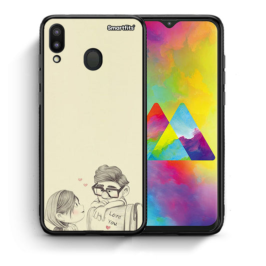 Θήκη Samsung M20 Carl And Ellie από τη Smartfits με σχέδιο στο πίσω μέρος και μαύρο περίβλημα | Samsung M20 Carl And Ellie case with colorful back and black bezels