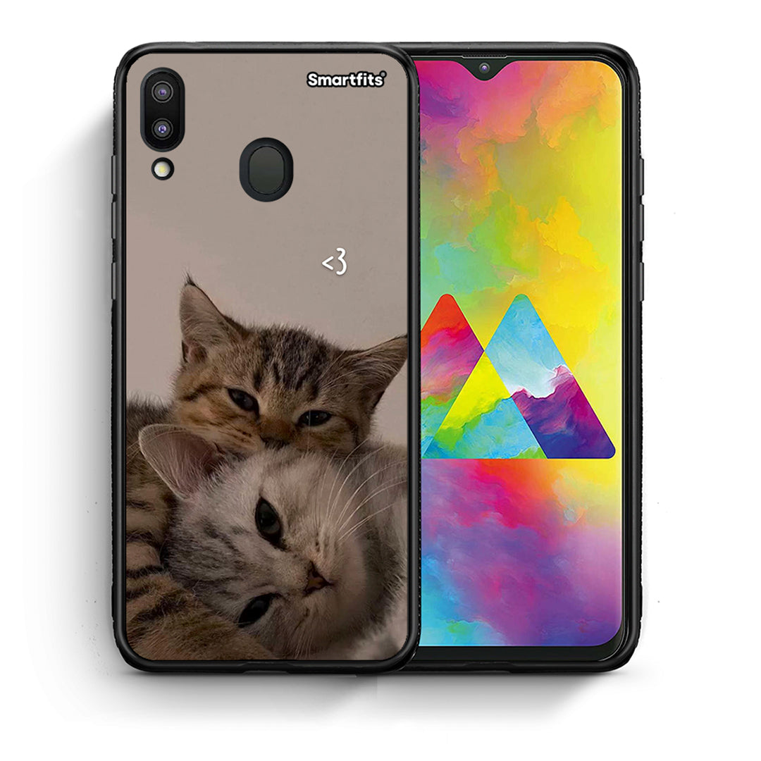 Θήκη Samsung M20 Cats In Love από τη Smartfits με σχέδιο στο πίσω μέρος και μαύρο περίβλημα | Samsung M20 Cats In Love case with colorful back and black bezels