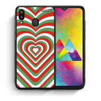 Thumbnail for Θήκη Samsung M20 Christmas Hearts από τη Smartfits με σχέδιο στο πίσω μέρος και μαύρο περίβλημα | Samsung M20 Christmas Hearts case with colorful back and black bezels