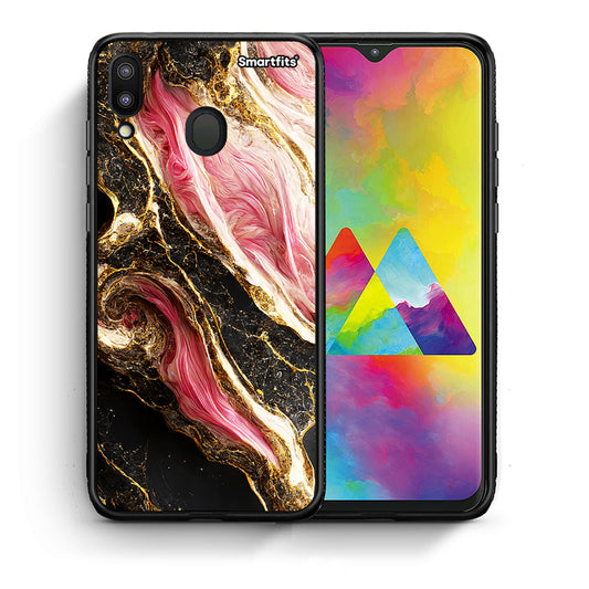 Θήκη Samsung M20 Glamorous Pink Marble από τη Smartfits με σχέδιο στο πίσω μέρος και μαύρο περίβλημα | Samsung M20 Glamorous Pink Marble case with colorful back and black bezels