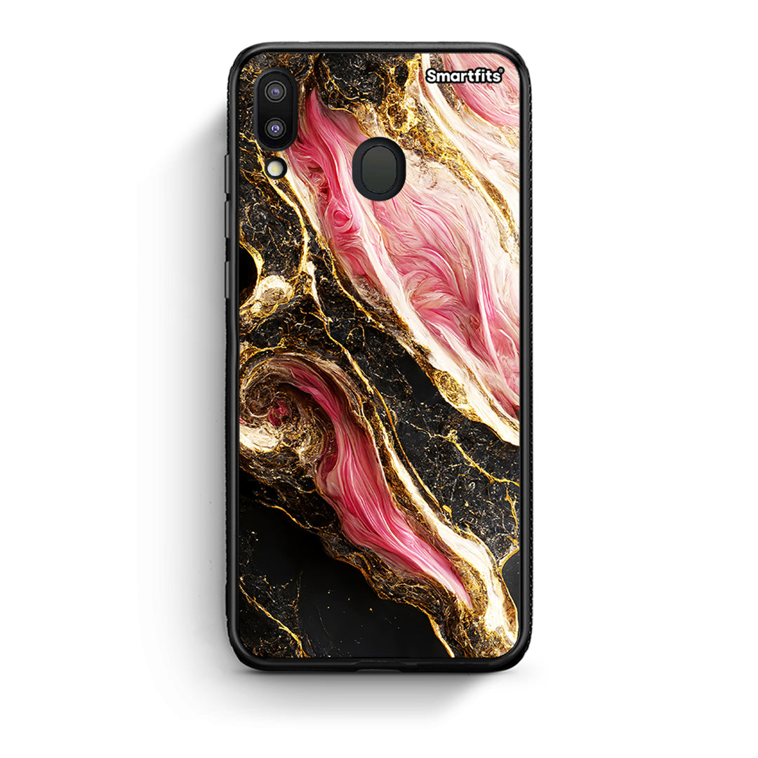 Samsung M20 Glamorous Pink Marble θήκη από τη Smartfits με σχέδιο στο πίσω μέρος και μαύρο περίβλημα | Smartphone case with colorful back and black bezels by Smartfits