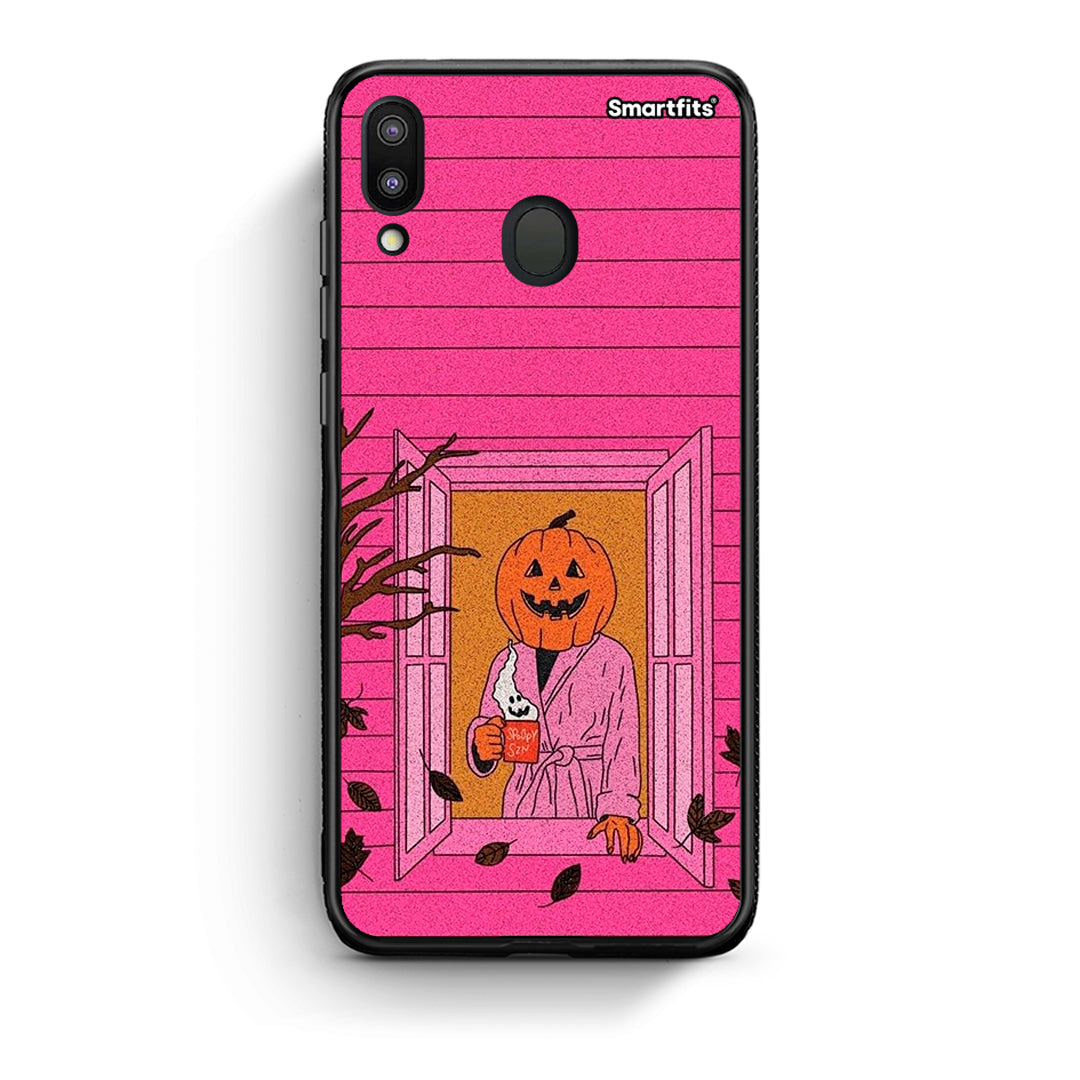 Samsung M20 Halloween Pumpkin Lady Θήκη από τη Smartfits με σχέδιο στο πίσω μέρος και μαύρο περίβλημα | Smartphone case with colorful back and black bezels by Smartfits