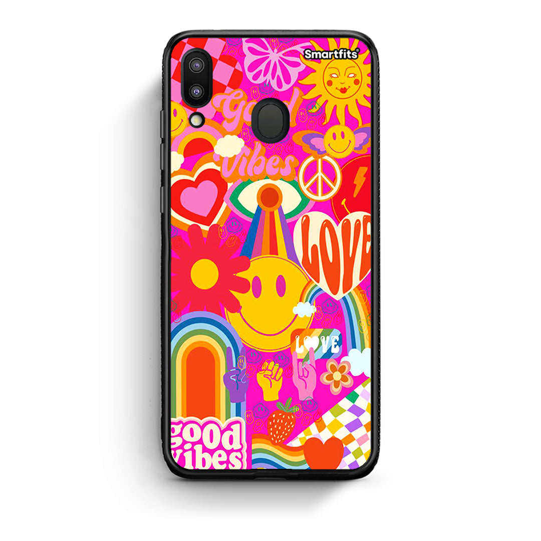 Samsung M20 Hippie Love θήκη από τη Smartfits με σχέδιο στο πίσω μέρος και μαύρο περίβλημα | Smartphone case with colorful back and black bezels by Smartfits