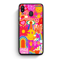 Thumbnail for Samsung M20 Hippie Love θήκη από τη Smartfits με σχέδιο στο πίσω μέρος και μαύρο περίβλημα | Smartphone case with colorful back and black bezels by Smartfits