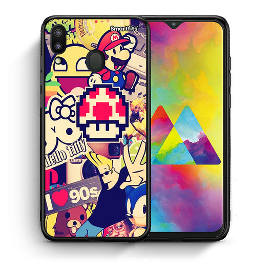 Θήκη Samsung M20 Love The 90s από τη Smartfits με σχέδιο στο πίσω μέρος και μαύρο περίβλημα | Samsung M20 Love The 90s case with colorful back and black bezels
