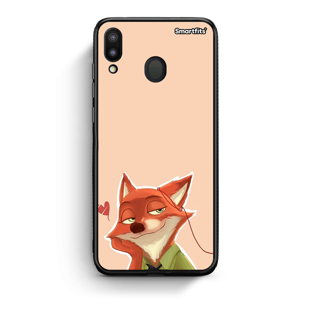 Samsung M20 Nick Wilde And Judy Hopps Love 1 θήκη από τη Smartfits με σχέδιο στο πίσω μέρος και μαύρο περίβλημα | Smartphone case with colorful back and black bezels by Smartfits