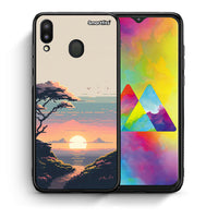 Thumbnail for Θήκη Samsung M20 Pixel Sunset από τη Smartfits με σχέδιο στο πίσω μέρος και μαύρο περίβλημα | Samsung M20 Pixel Sunset case with colorful back and black bezels