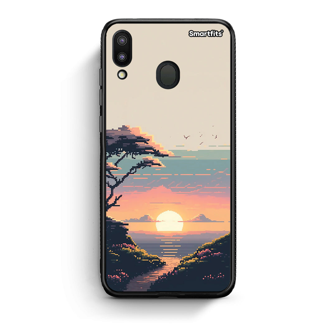 Samsung M20 Pixel Sunset Θήκη από τη Smartfits με σχέδιο στο πίσω μέρος και μαύρο περίβλημα | Smartphone case with colorful back and black bezels by Smartfits