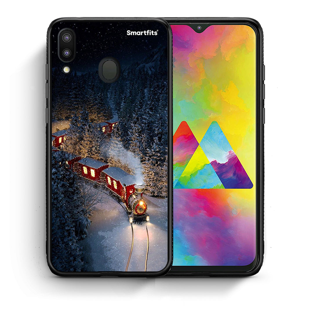 Θήκη Samsung M20 Xmas Train από τη Smartfits με σχέδιο στο πίσω μέρος και μαύρο περίβλημα | Samsung M20 Xmas Train case with colorful back and black bezels