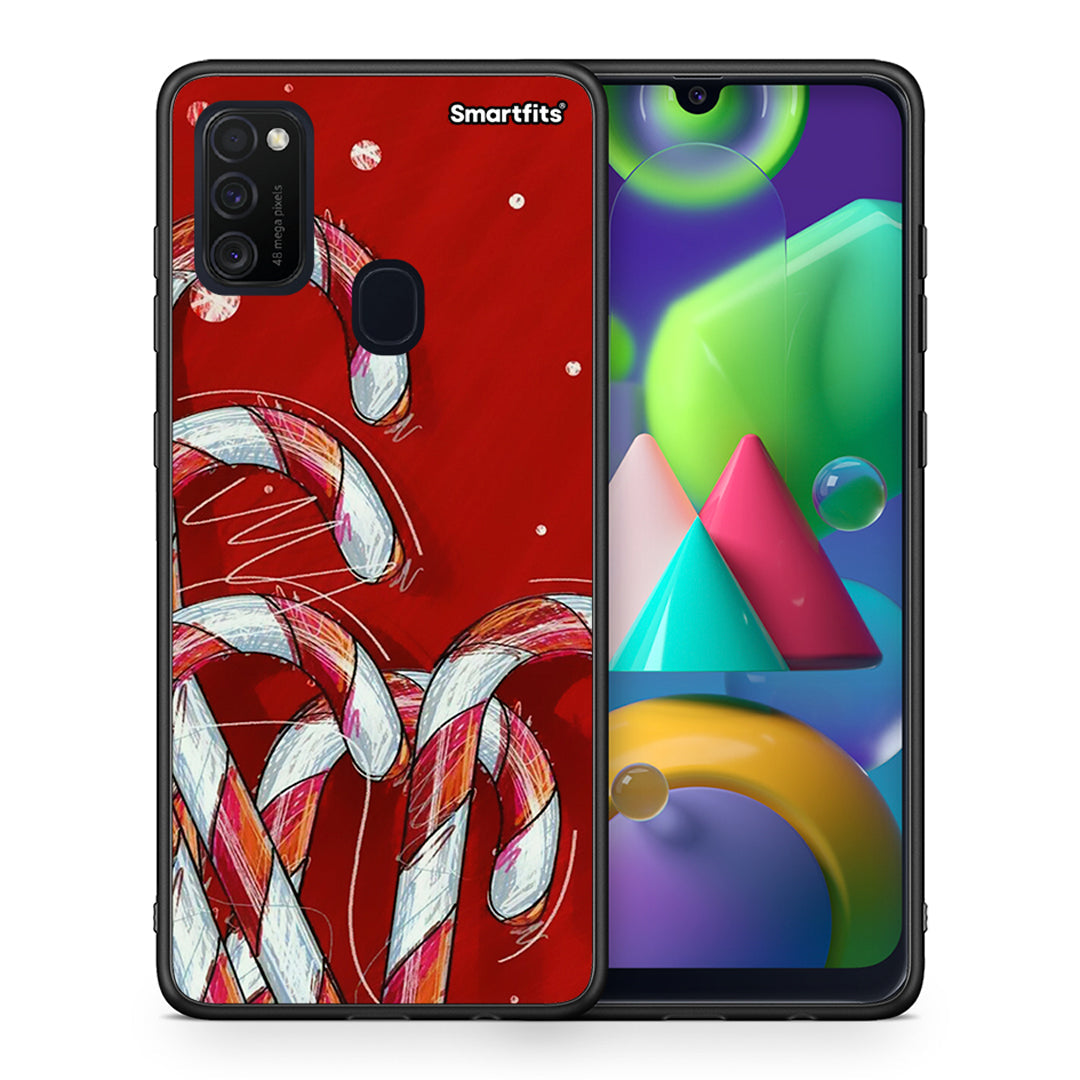 Θήκη Samsung M21/M31 Candy Cane από τη Smartfits με σχέδιο στο πίσω μέρος και μαύρο περίβλημα | Samsung M21/M31 Candy Cane case with colorful back and black bezels