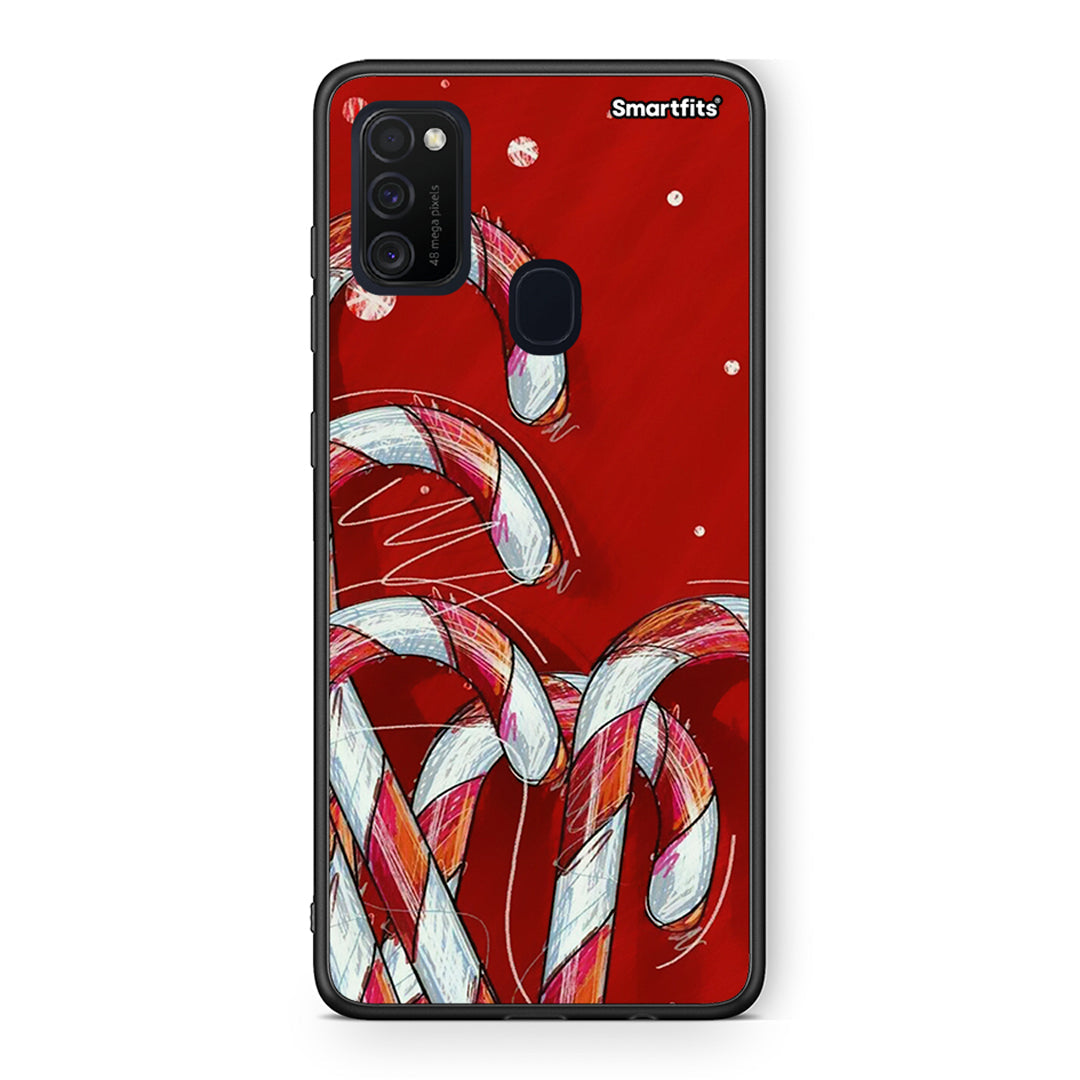 Samsung M21/M31 Candy Cane θήκη από τη Smartfits με σχέδιο στο πίσω μέρος και μαύρο περίβλημα | Smartphone case with colorful back and black bezels by Smartfits