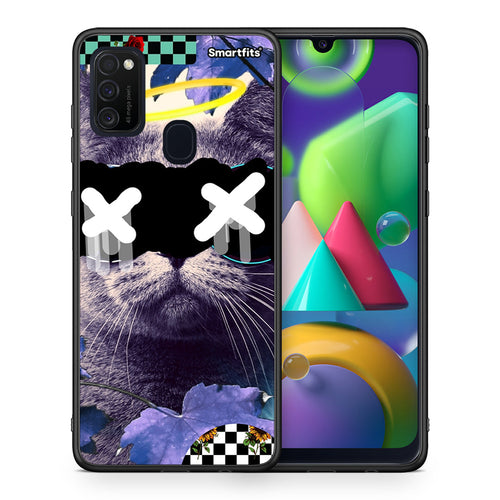 Θήκη Samsung M21/M31 Cat Collage από τη Smartfits με σχέδιο στο πίσω μέρος και μαύρο περίβλημα | Samsung M21/M31 Cat Collage case with colorful back and black bezels