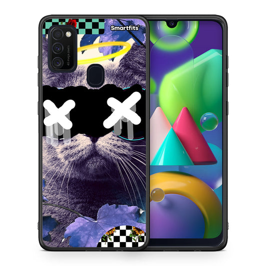 Θήκη Samsung M21/M31 Cat Collage από τη Smartfits με σχέδιο στο πίσω μέρος και μαύρο περίβλημα | Samsung M21/M31 Cat Collage case with colorful back and black bezels