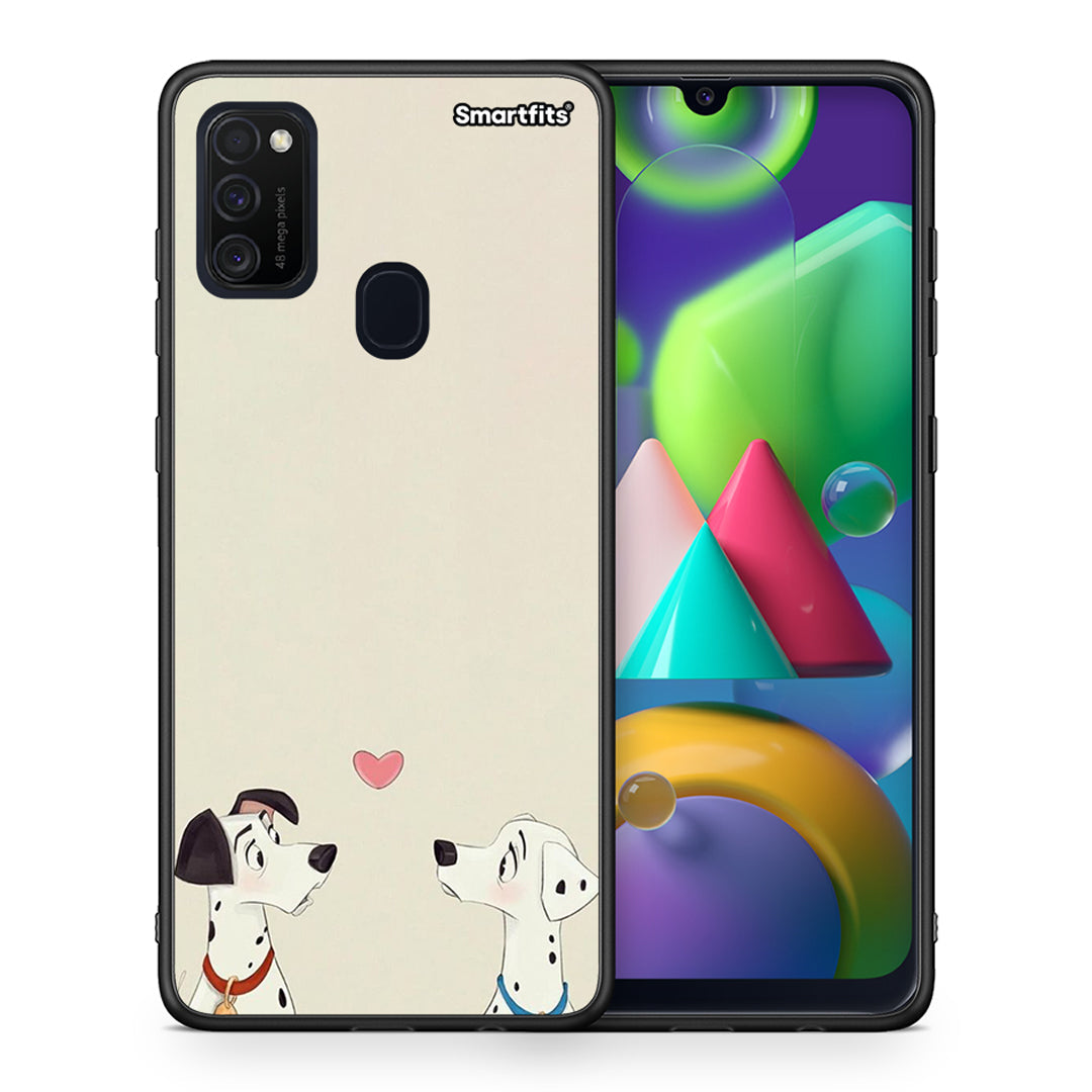 Θήκη Samsung M21/M31 Dalmatians Love από τη Smartfits με σχέδιο στο πίσω μέρος και μαύρο περίβλημα | Samsung M21/M31 Dalmatians Love case with colorful back and black bezels