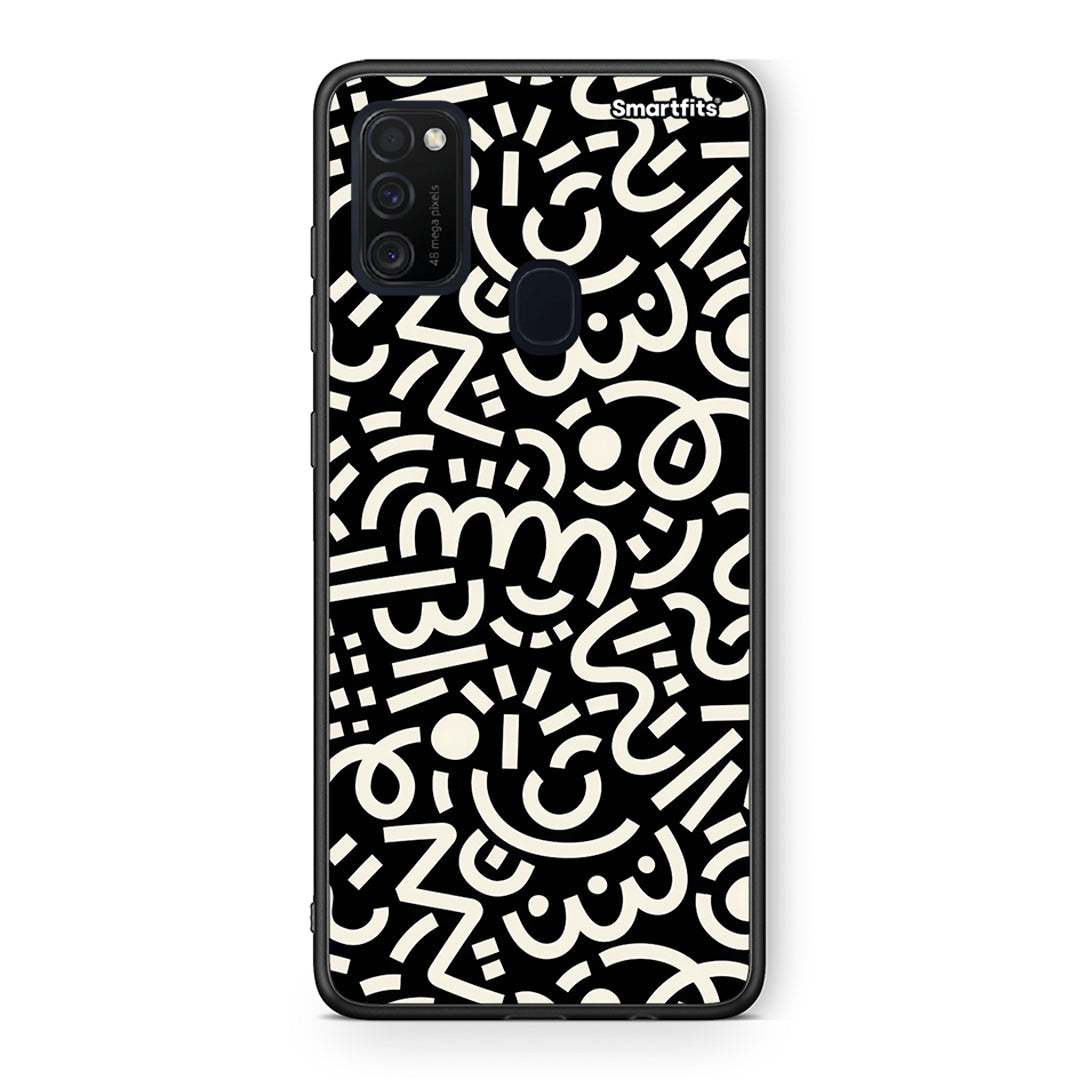 Samsung M21 / M31 Doodle Art Θήκη από τη Smartfits με σχέδιο στο πίσω μέρος και μαύρο περίβλημα | Smartphone case with colorful back and black bezels by Smartfits