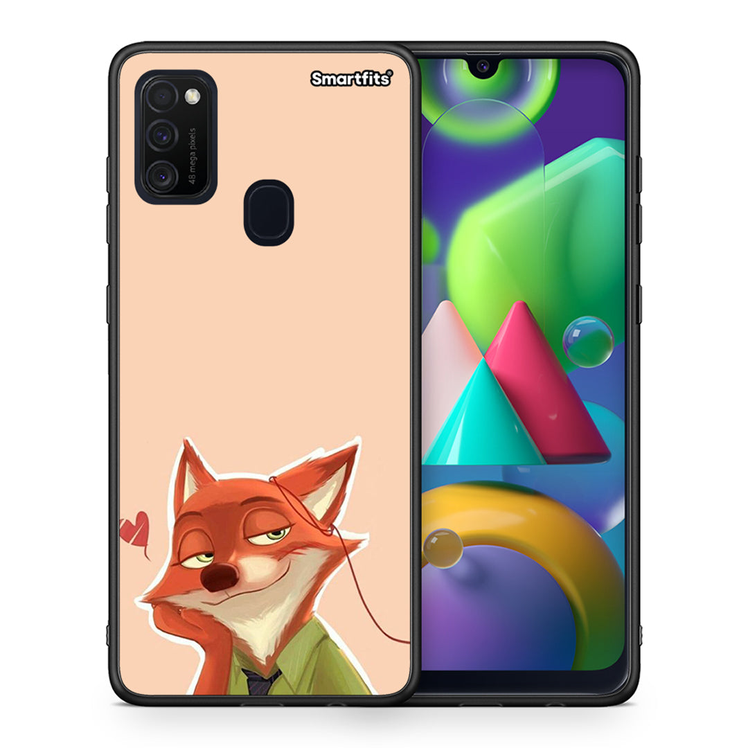 Θήκη Samsung M21/M31 Nick Wilde And Judy Hopps Love 1 από τη Smartfits με σχέδιο στο πίσω μέρος και μαύρο περίβλημα | Samsung M21/M31 Nick Wilde And Judy Hopps Love 1 case with colorful back and black bezels