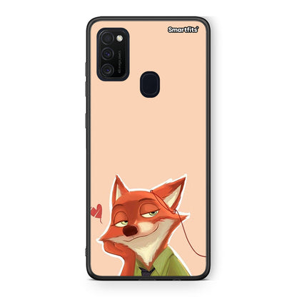 Samsung M21/M31 Nick Wilde And Judy Hopps Love 1 θήκη από τη Smartfits με σχέδιο στο πίσω μέρος και μαύρο περίβλημα | Smartphone case with colorful back and black bezels by Smartfits