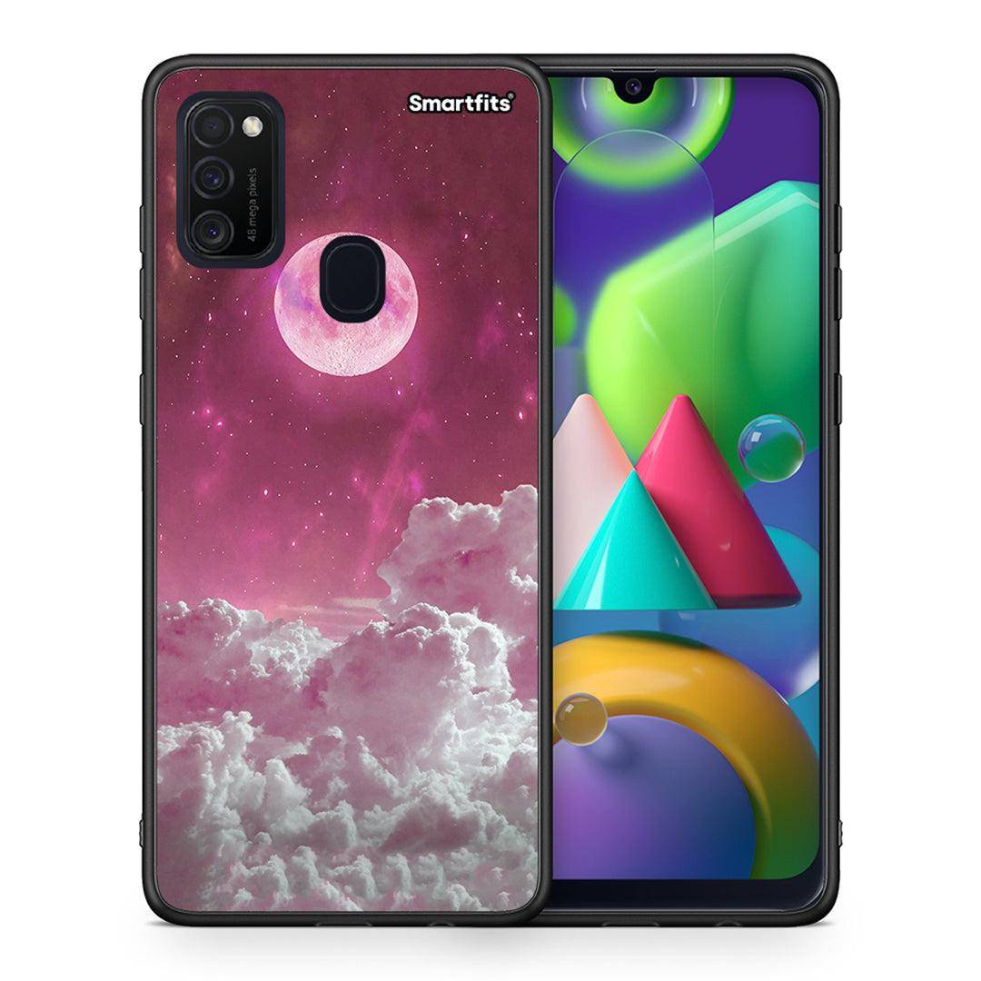Θήκη Samsung M21 / M31 Pink Moon από τη Smartfits με σχέδιο στο πίσω μέρος και μαύρο περίβλημα | Samsung M21 / M31 Pink Moon case with colorful back and black bezels