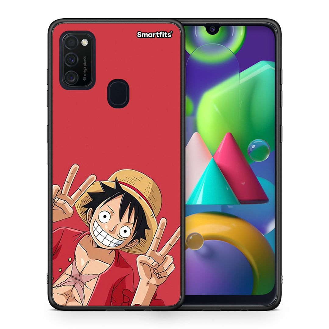 Θήκη Samsung M21 / M31 Pirate Luffy από τη Smartfits με σχέδιο στο πίσω μέρος και μαύρο περίβλημα | Samsung M21 / M31 Pirate Luffy case with colorful back and black bezels