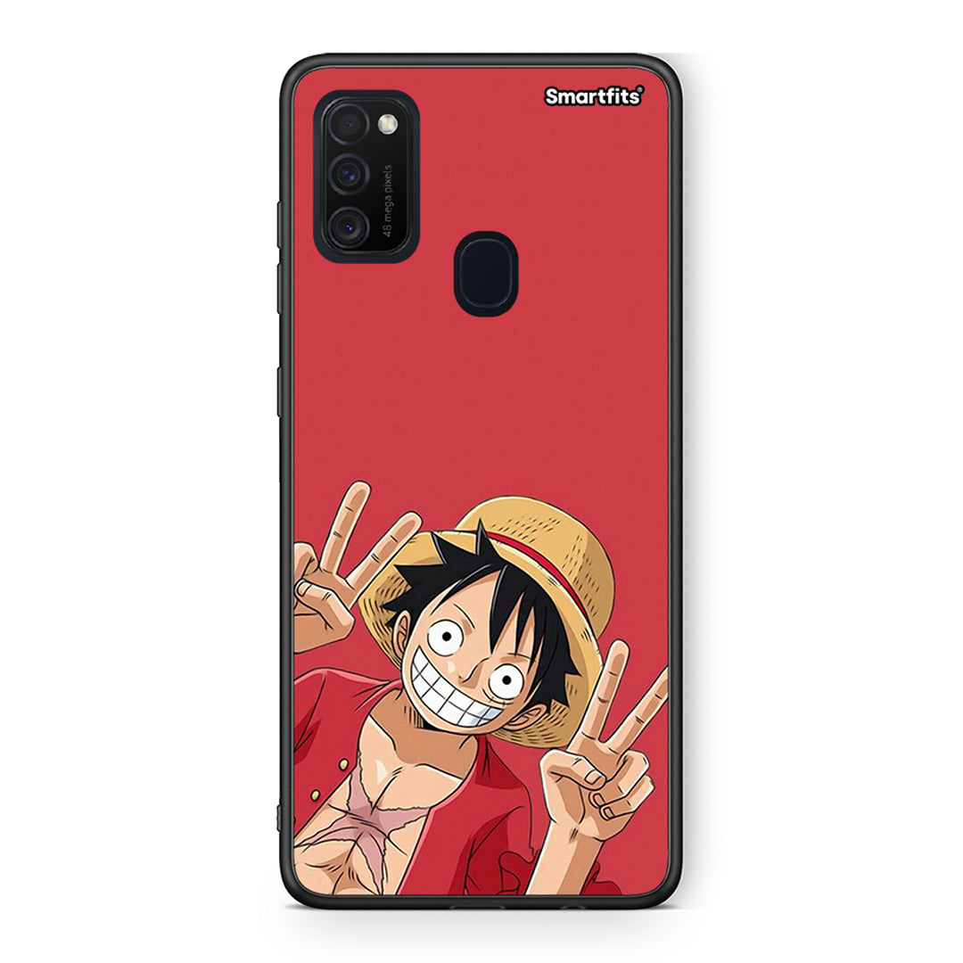 Samsung M21 / M31 Pirate Luffy Θήκη από τη Smartfits με σχέδιο στο πίσω μέρος και μαύρο περίβλημα | Smartphone case with colorful back and black bezels by Smartfits