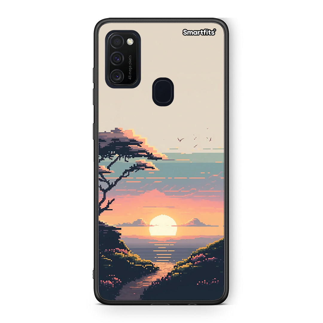 Samsung M21 / M31 Pixel Sunset Θήκη από τη Smartfits με σχέδιο στο πίσω μέρος και μαύρο περίβλημα | Smartphone case with colorful back and black bezels by Smartfits