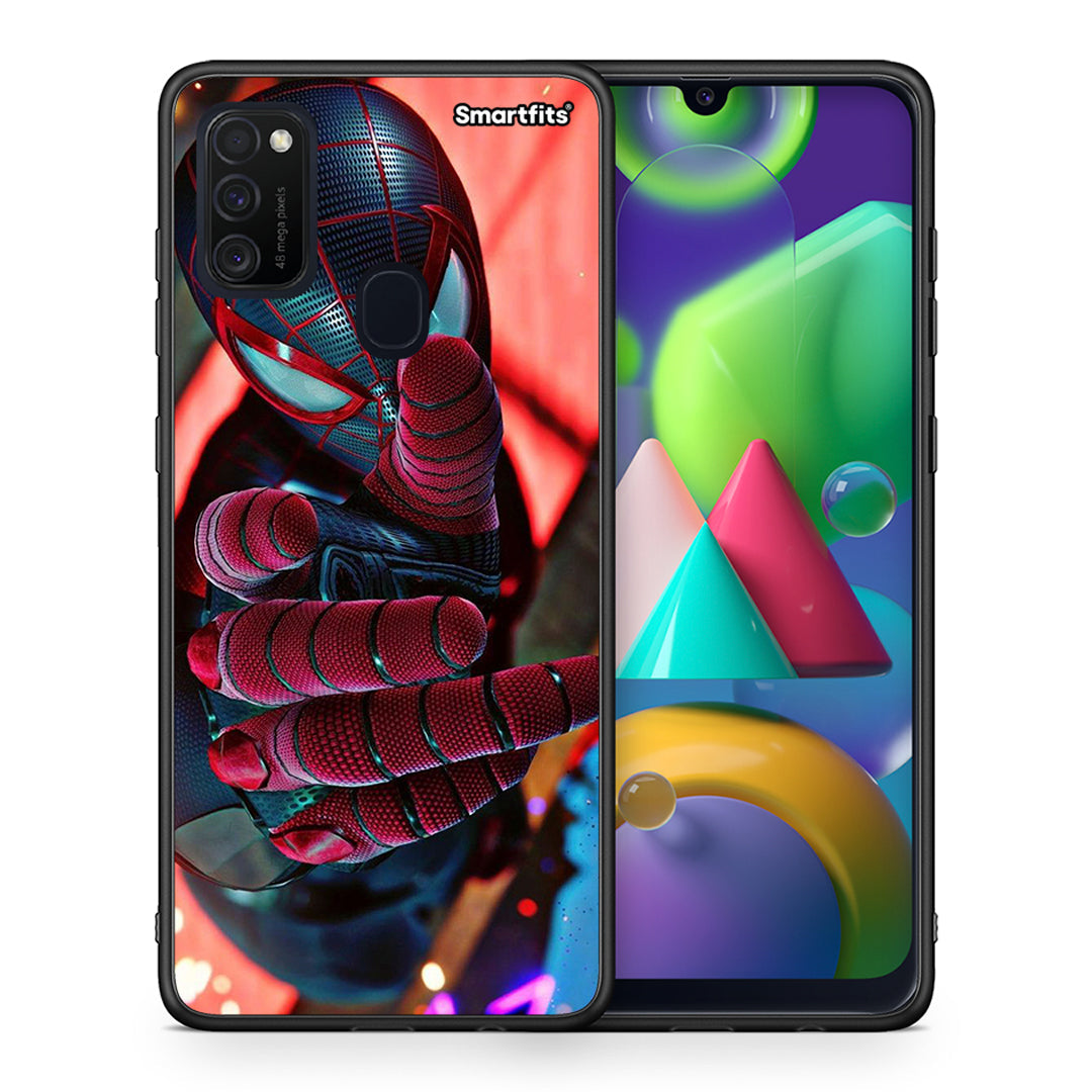 Θήκη Samsung M21 / M31 Spider Hand από τη Smartfits με σχέδιο στο πίσω μέρος και μαύρο περίβλημα | Samsung M21 / M31 Spider Hand case with colorful back and black bezels