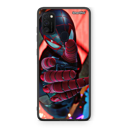 Samsung M21 / M31 Spider Hand Θήκη από τη Smartfits με σχέδιο στο πίσω μέρος και μαύρο περίβλημα | Smartphone case with colorful back and black bezels by Smartfits