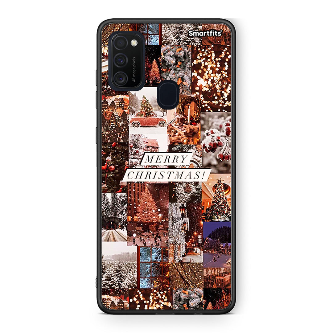 Samsung M21/M31 Xmas Collage θήκη από τη Smartfits με σχέδιο στο πίσω μέρος και μαύρο περίβλημα | Smartphone case with colorful back and black bezels by Smartfits