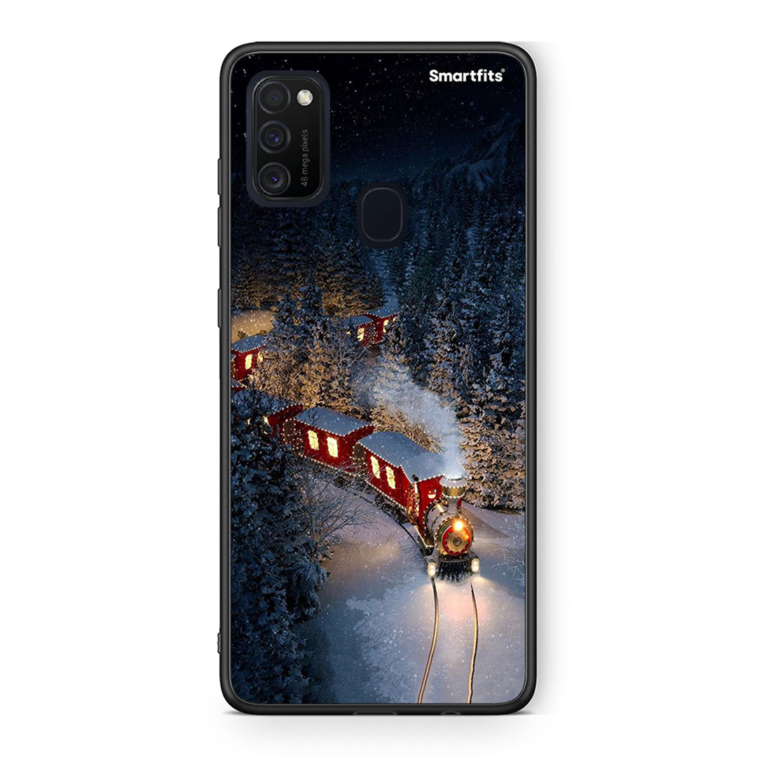 Samsung M21/M31 Xmas Train θήκη από τη Smartfits με σχέδιο στο πίσω μέρος και μαύρο περίβλημα | Smartphone case with colorful back and black bezels by Smartfits