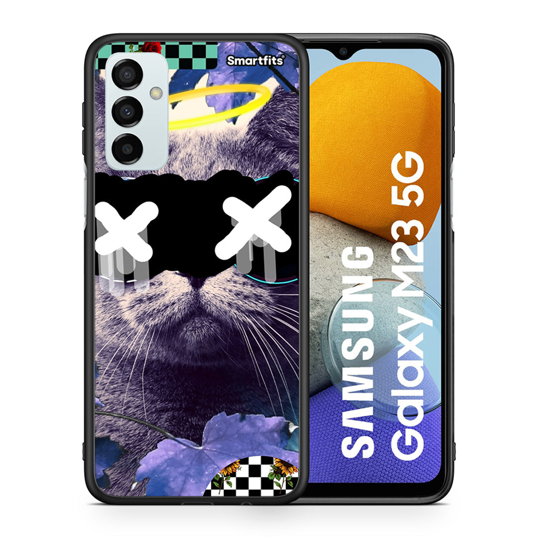 Θήκη Samsung M23 Cat Collage από τη Smartfits με σχέδιο στο πίσω μέρος και μαύρο περίβλημα | Samsung M23 Cat Collage case with colorful back and black bezels