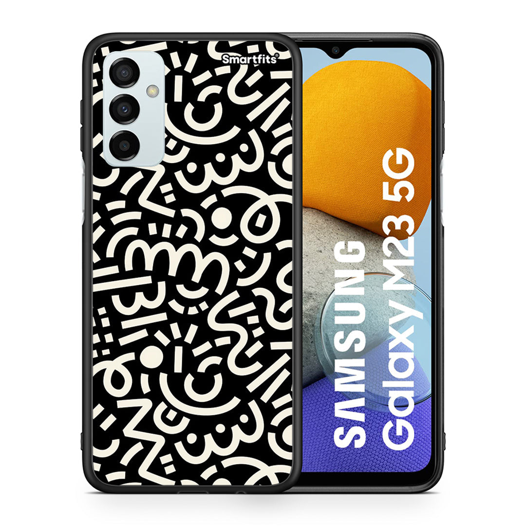Θήκη Samsung M23 Doodle Art από τη Smartfits με σχέδιο στο πίσω μέρος και μαύρο περίβλημα | Samsung M23 Doodle Art case with colorful back and black bezels