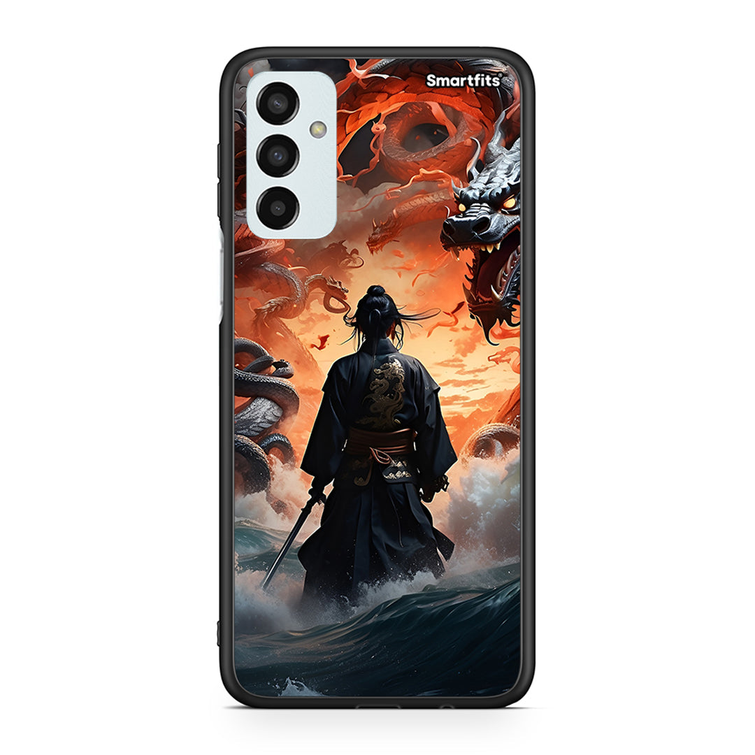 Samsung M23 Dragons Fight θήκη από τη Smartfits με σχέδιο στο πίσω μέρος και μαύρο περίβλημα | Smartphone case with colorful back and black bezels by Smartfits